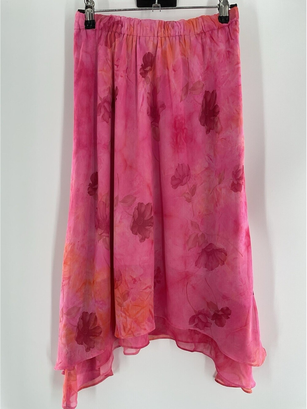 Unbranded Women’s Size 12 Fluoro Pink Skirt Layered Knee Length 038